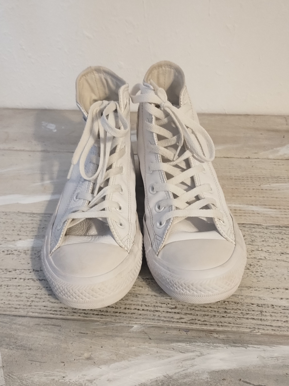 Converse unisex All-Star Chuck Taylor Trainers Hi Top Triple White Leather - Picture 14 of 16